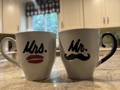 Lot of 2 - Spectrum Mr &Mrs Mug Ceramic Stoneware  Spectrum Design 15oz - Image 1 of 4