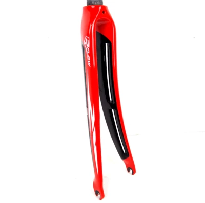 4ZA R-Flow UD Carbon Aero Road Bike Forks 700C 1 1/8" 300mm QR Rim Red 6607-B11 - Image 1 of 4