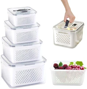 4PCS Kühlschrank Organizer Set Aufbewahrungsbox Schublade Vorratsbehälter Küche - Bild 1 von 18