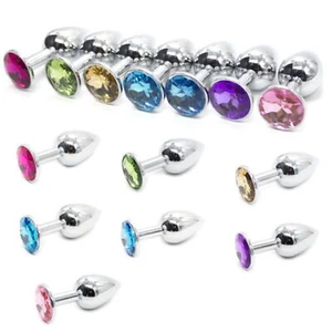 DILDO ANALE in metallo spina color inox sex toy con pietra colorata - Foto 1 di 3