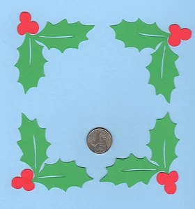 Stechpalme Foto Ecke Stanzteile - Stechpalme Seitenecken - Weihnachten Ecken" 8 Stck., 3'x3 - Bild 1 von 1