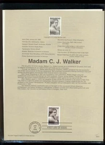 #3181 Madam C. J. Walker Black Heritage USPS #9803 Souvenir Page - Picture 1 of 1