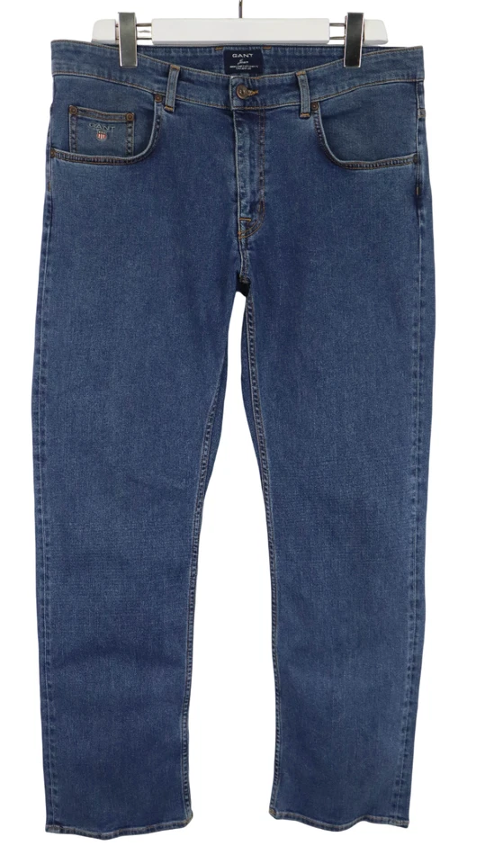Gant Jason Normal Waist Regular Fit Straight Leg Vaqueros Hombres W35/L32 Azul - Imagen 1 de 4