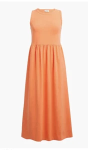 J Crew MIDI Dress Cotton NWTS Stretchy Sleeveless Peach Color Large BR873 1E - Picture 1 of 10