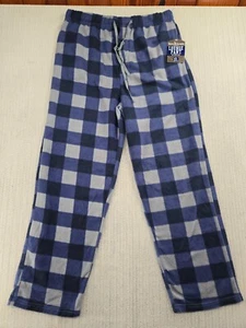 Mens Lounge Pants Sleepwear Pajamas Extra Large Blue Gray Fleece Plaid - New - Picture 1 of 10