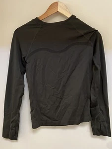 Lorna Jane Khaki Green Performance Woven Mesh Long Sleeve Top-Activewear-Gym - Picture 1 of 10