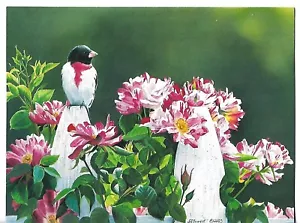 NEW LEANIN TREE SONGBIRDS 5.5 X 7" Blank Rose Breasted Grosbeak w/Envelope - Picture 1 of 3