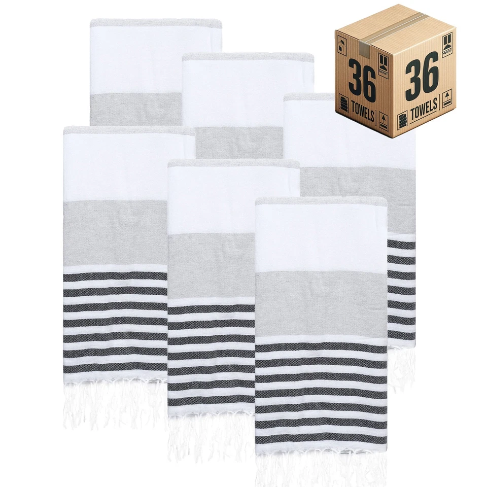 Turkish Beach Towel Bulk Case of 36 (38" x 71") Oversized, Quick-Dry, Sand-Free - Image 1 of 4