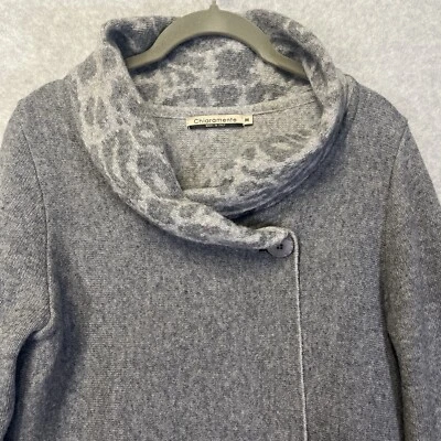 Cárdigan Suéter Chiaramente Mezcla Lana Italiana Estampado Animal M Mujer Gris Foto 1 de 4