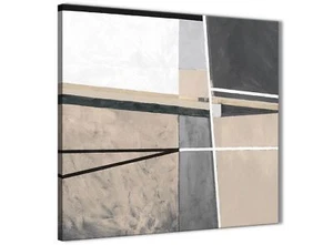 Quadro astratto su tela ufficio beige grigio panna decorazione 1s394l - 79cm - Foto 1 di 4