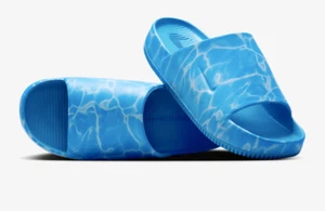 Nuevo con etiquetas Nike Calm Printed Slides para hombre, sandalia cómoda, azul - Imagen 1 de 6