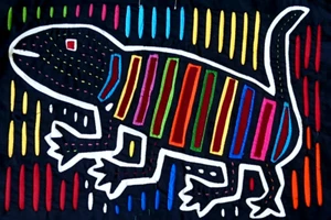 Ecuadorianische Stickerei handgefertigt & genäht, Mola Kuna Stil 12" x 17" - Bild 1 von 5