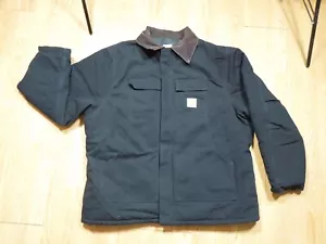 MENS CARHARTT C03(?) BLK QUILT LINED JACKET 52 REGULAR *STAINING* - Picture 1 of 16