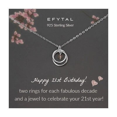 Presentes de aniversário de 21 anos EFYTAL para ela, colar de prata esterlina, feminino de 21 anos... - Imagem 1 de 4