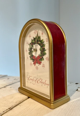 Vintage Howard Miller Carols of Christmas Musical Desk Mantel Clock Cover