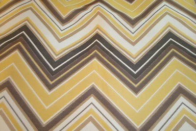 2.5 Yds Upholstery Tapestry Fabric Chevron ZIG ZAG Yellow Brown 58" x 90" BTP - Image 1 of 4