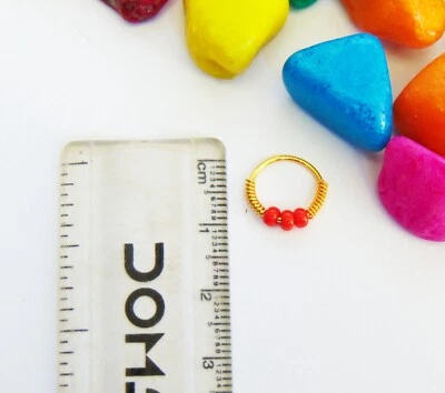 Anillo de nariz étnico indio regalo para madre enchapado en oro de 22 k anillo de oreja para nariz piercing judío Foto 1 de 4