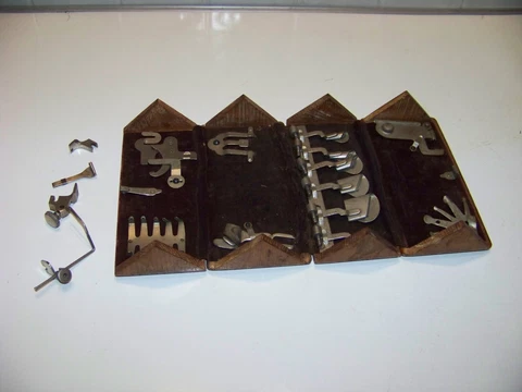 Antique sewing attachments wooden puzzle box 1889? Cover