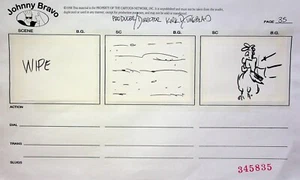 Johnny Bravo KIRK TINGBLAD SIGNED Hand Drawn Production Storyboard Page 1997 #KT - Picture 1 of 2