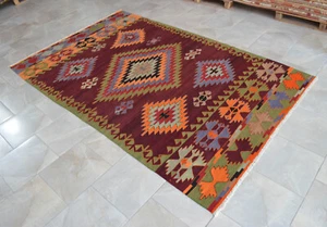 6x9 rug, Turkish Rug Handmade Rug, Kilim Rug, Cheerful color Area Rug, Wool Rug - Picture 1 of 11