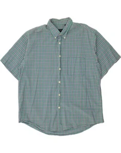IZOD Mens Short Sleeve Shirt XL Green Check Cotton CJ11 - Picture 1 of 3