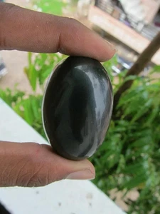 RARE REAL BLACK SHIVA SHIV SHALIGRAM LINGAM LINGHAM STONE NARMADA RIVER INDIA - Picture 1 of 10