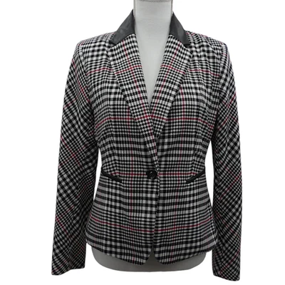 Blazer 7th Avenue Design Studio a cuadros para mujer 4 negro blanco rojo Academia Preppy Foto 1 de 4