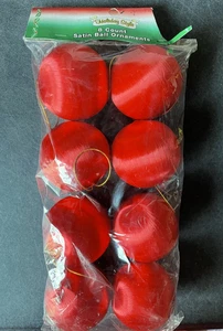 8 adornos de árbol de Navidad rojo BRILLO SATINADO HILADO 2 1/4" BOLA REDONDA - Imagen 1 de 2