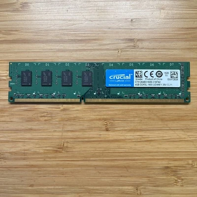 4GB Crucial CT51264BD160B.C16FN2 Desktop PC DDR3L-1600 RAM Memory - Image 1 of 2