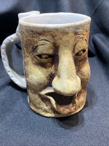 Taza de café de cerámica 3D cara divertida de colección hecha a mano de gres nariz grande con soporte - Imagen 1 de 10