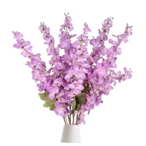 Purple Long Stem Delphinium Artificial Flower 6pcs Fake Larkspur Artificial - Picture 1 of 8