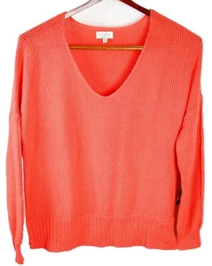 Lucky Brand Damen Pullover Oberteil M Pulli V-Ausschnitt Langarm Oversize Lachs NEU - Bild 1 von 7