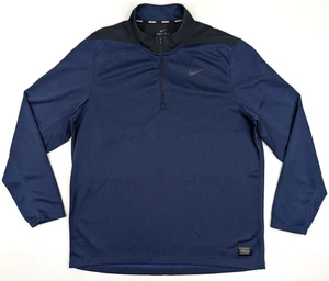 Nike Golf DriFit 1/4 Zip Lightweight Pullover Men XL Navy Blue Black Performance - Picture 1 of 11