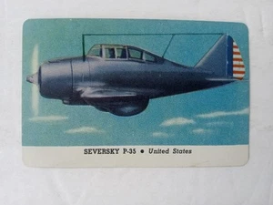 1940s Leaf Card O Aeroplanes Card SEVERSKY P-35 Series B UNITED STATES WW2 CLEAN - Picture 1 of 4
