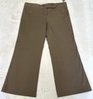 Calça cropped feminina TOPSHOP marrom alargamento 4 bolsos algodão tamanho 12 - Imagem 1 de 4