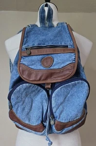 Vintage Y2K Riders by Lee Light Blue Denim Faux Leather Backpack EUC - Picture 1 of 15