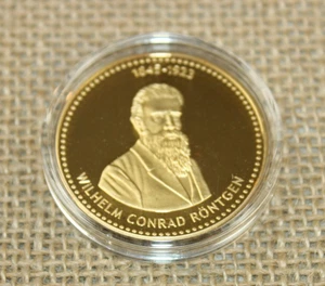 Gedenkprägung "Wilhelm Conrad Röntgen"- mit 24 K Goldauflage - inkl. Zertifikat - Bild 1 von 3