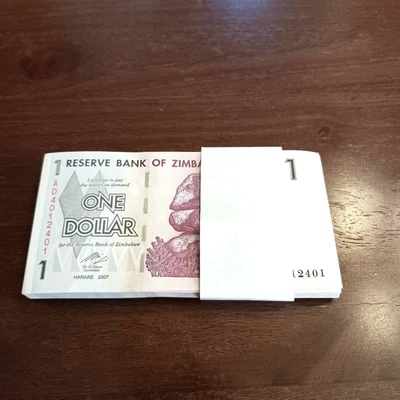 2007 (2008) Zimbabwe 1 Dollar Pick 65.  Uncirculated.  1 Note. - Image 1 of 2