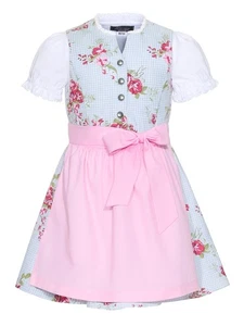 Blusa de niña Kinderdirndl Vichy verde floreado vestido tradicional Dirndl - Imagen 1 de 4