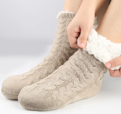 Mujeres Invierno Súper Suave Cálido Acogedor Difuso Forrado de Vellón con Pinzas Zapatilla Calcetines Foto 1 de 4