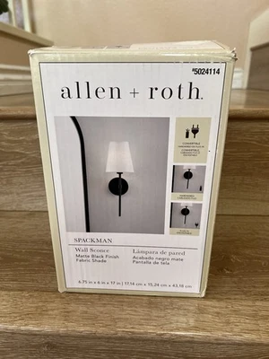 Светлое матовое черное переходное настенное бра allen + roth Spackman #5024114 - Изображение 1 из 4