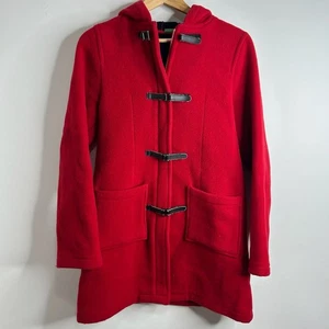 Abrigo de Lona Benetton Rojo Lana con Capucha Cierre de Palanca para Mujer XL Hecho en Italia - Imagen 1 de 10