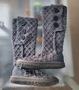 Stivali Uggs Australia Classic Cardy donna 7 grigio tessuto vera pelle di pecora  - Foto 1 di 18