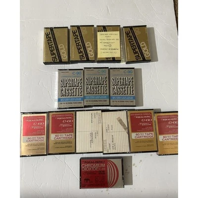Lot 14 Realistic Supertape Cassete Tapes - 4x Gold 90, 3x C90, 6x C60, 1 Dioxide - Image 1 of 4