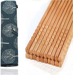 10 Paar Wiederverwendbare Bambus Essstäbchen Set Reise Essstäbchen mit Etui Wiederverwendbar Ch - Bild 1 von 5