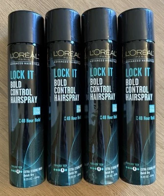 Lot of 4 - Loreal Lock It Bold Control Hairspray Extra Strong Level 4, 8.25oz - Image 1 of 2