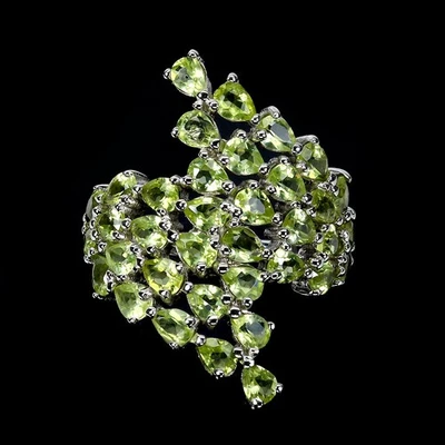 925 Sterling Silver Ring Pear Peridot Natural Gemstone Jewelry Size 9 - Image 1 of 4