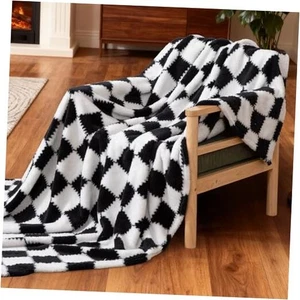 Ultraweiche Jacquard Shaggy Fleece Überwurf Decke, Überwurf (50" x 60") Schwarz - Bild 1 von 7
