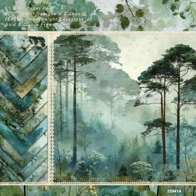 24X Misty Forest Paper Pad Scrapbooking Single-sided Journal Album Card Decor - Image 1 of 4
