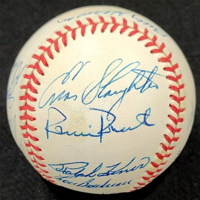 Hall of Famer HOF (12) signed Baseball PSA Slaughter Spahn Stargell Mize Kiner - Image 1 of 4